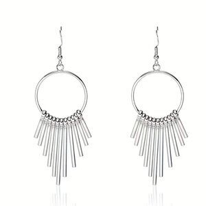 NWT CIRCULAR EARRINGS WITH METALLIC TASSELS